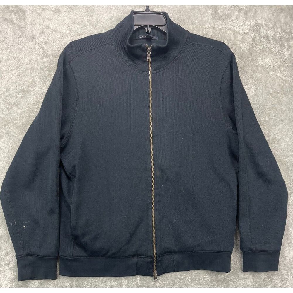Banana Republic Mens Knit Cotton Sweater Jacket Sz L Black Full Zip